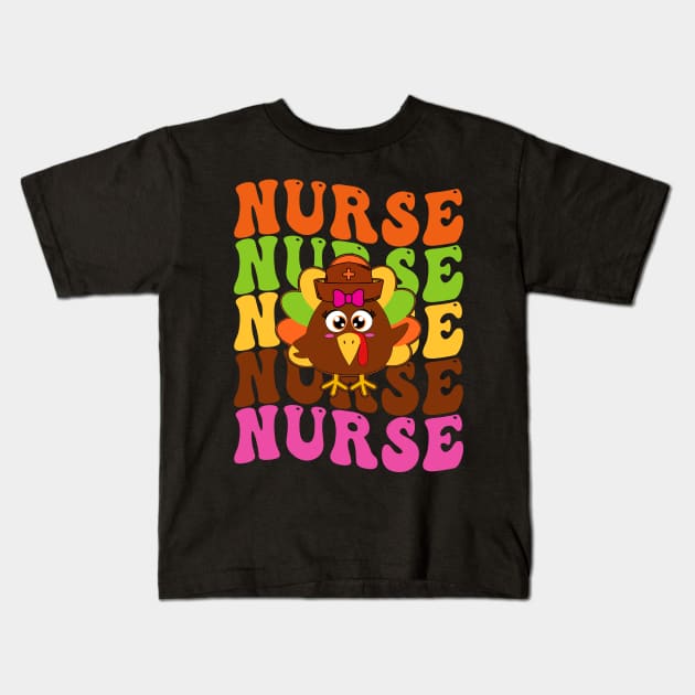 Nurse Thanksgiving Shirt Kids T-Shirt by drag is art